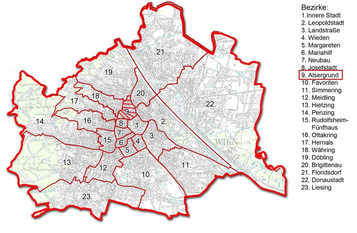 Wien bezirk ನಕ್ಷೆ